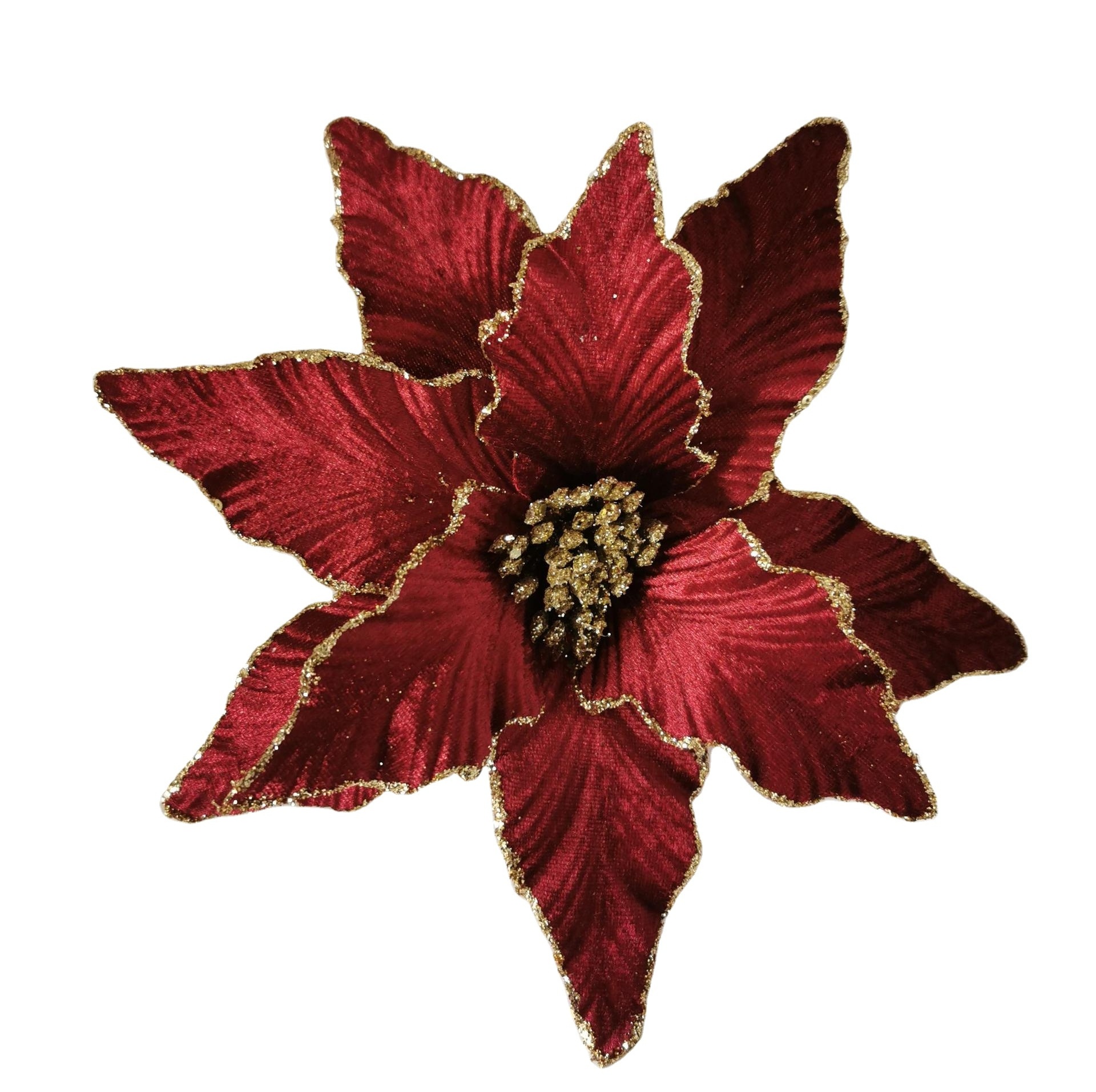 High Quality Large Artificial Poinsettia Christmas Tree decoration Glitter Flowers Big Christmas Ball Tree Ornaments Decorations