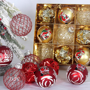 Customize Colorful Christmas Glass Ball Decorations round Plastic Holiday Xmas Tree Hanging Ornaments Set Party Home Decors