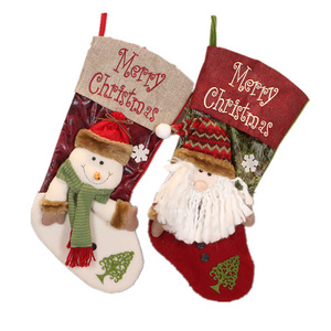 2024 New Year Christmas Stocking Sack Xmas Gift Candy Bag Noel Home Decorations Navidad Sock Christmas Tree Ornament