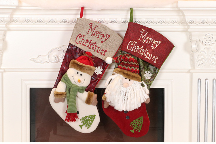 2024 New Year Christmas Stocking Sack Xmas Gift Candy Bag Noel Home Decorations Navidad Sock Christmas Tree Ornament