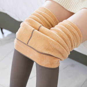 Winter Warm Leggings For Women Translucent Pantyhose Fleece Tights Thermal Wool Sock Pants Elastic Sexy High Waist Stockings