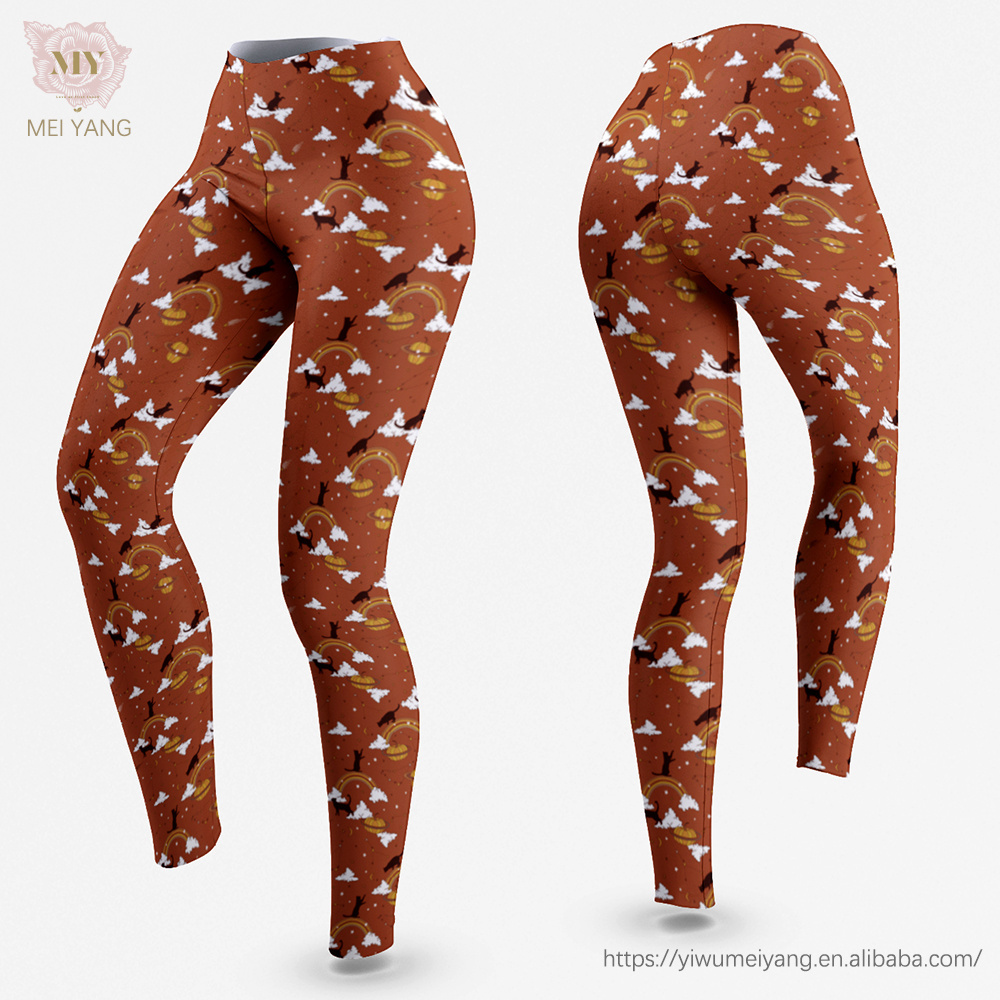 Custom designer sublimation high yoga waist Girls floral Printed leggings leggins wholesale casual workout leggings for Women