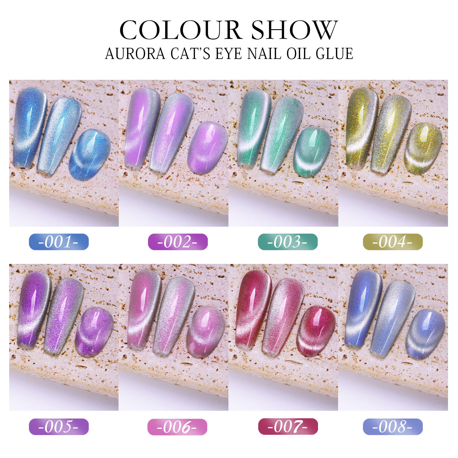 New Nail Polar Day Crystal Cat Eye Gel Sparkling Colorful Gemstone Cat Eye Glue Japanese style Rubber Cat Eye Glue