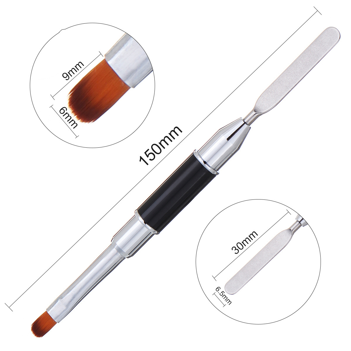 Dual-Purpose Nail Brush with Dead Skin Push Phototherapy Pen Embossing Stick Carving Pen Crystal Brush Glue Removal Features