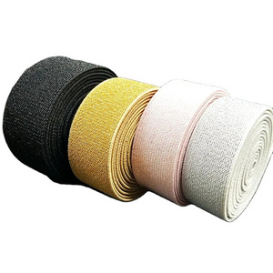 Decorative Colorful Woven Glitter Elastic Band Solid Color Gold And Silver Lurex Elastic Band For Pants Tutu Skirt