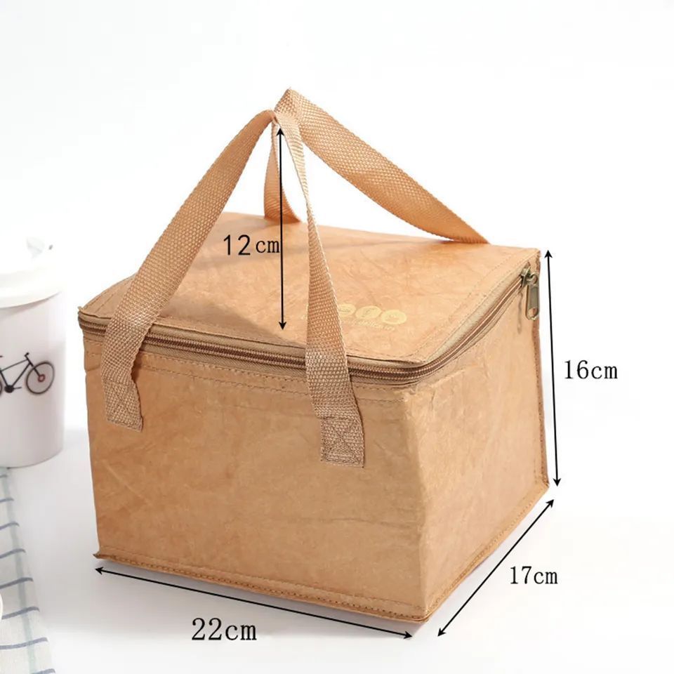 Eco-friendly promotional waterproof tyvek thermal lunch bag dupont paper insulated cooler bag tote bag