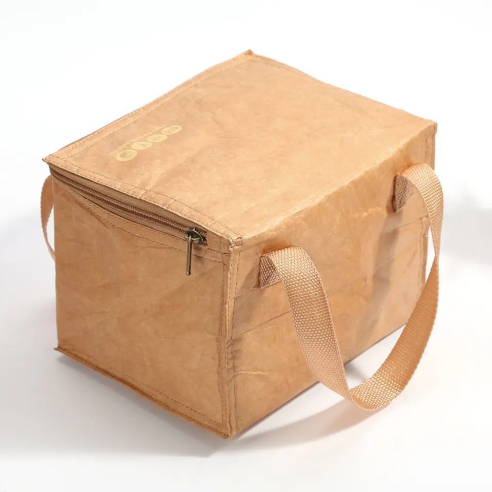 Eco-friendly promotional waterproof tyvek thermal lunch bag dupont paper insulated cooler bag tote bag