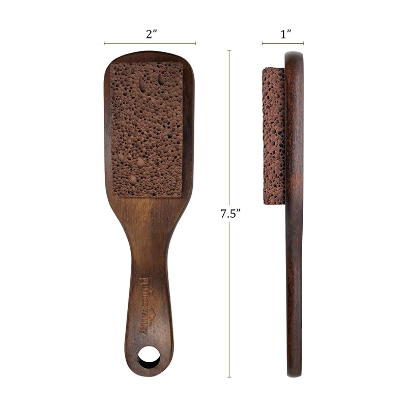 High Quality custom skin Care wooden handle Foot file natural pumice stone brush wholesale foot massager scrubber