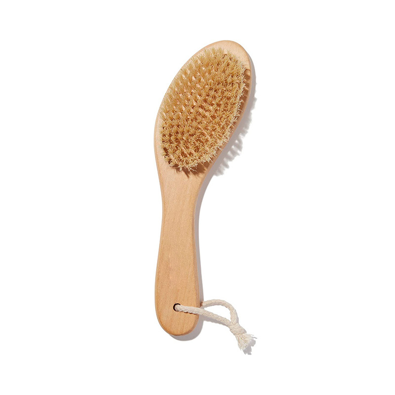 100% Natural Wood and Sisal Long Handle Bath Dry Body Brush Private Logo Exfoliating brush for skin