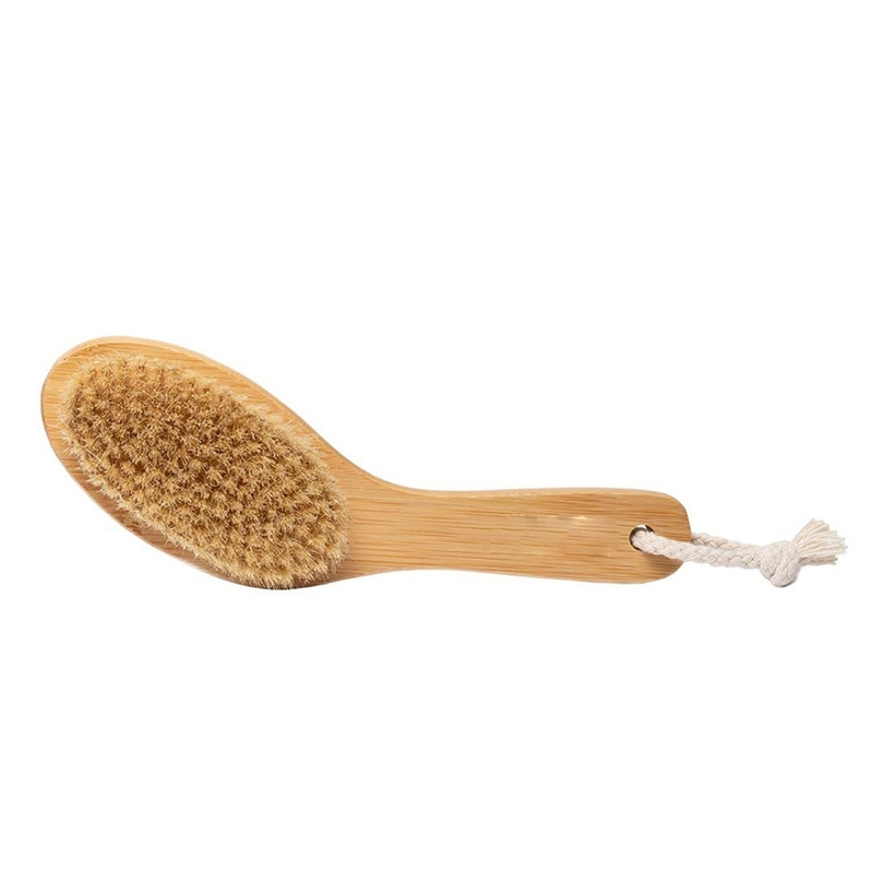 100% Natural Wood and Sisal Long Handle Bath Dry Body Brush Private Logo Exfoliating brush for skin