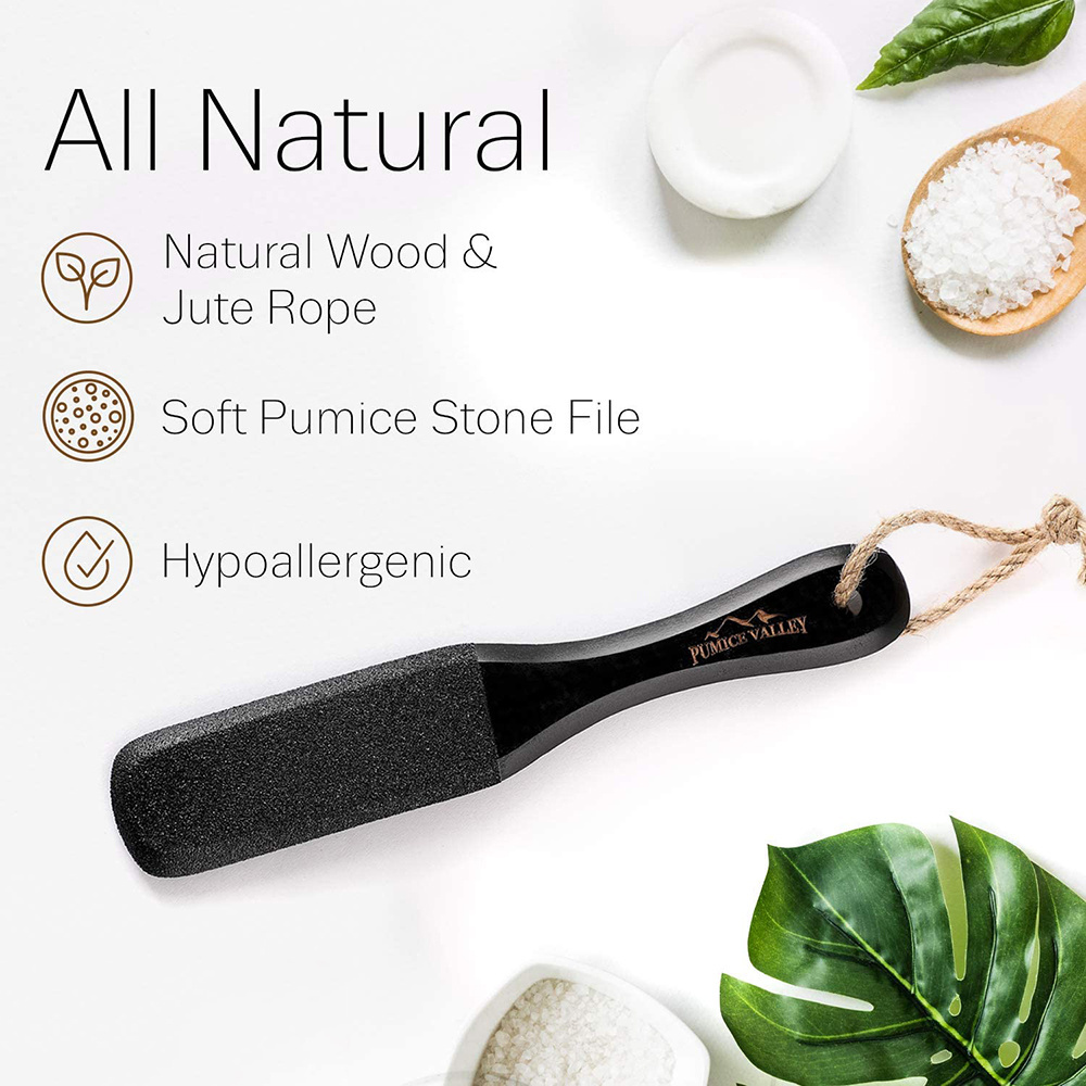 New design Factory wholesale long handle wood professional double sided callus remover foot file wooden pumice stone