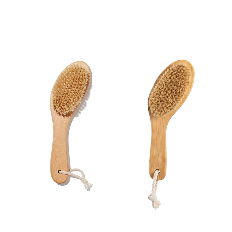 100% Natural Wood and Sisal Long Handle Bath Dry Body Brush Private Logo Exfoliating brush for skin