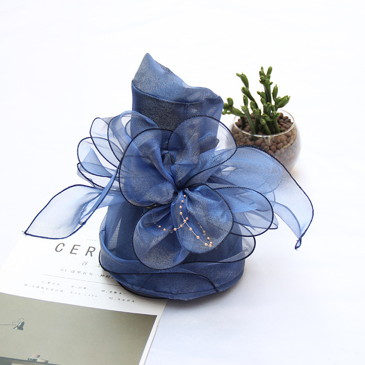 wholesale High quality organza party church hats elegant Wide Brim fancy women retro Flower Wedding Hats