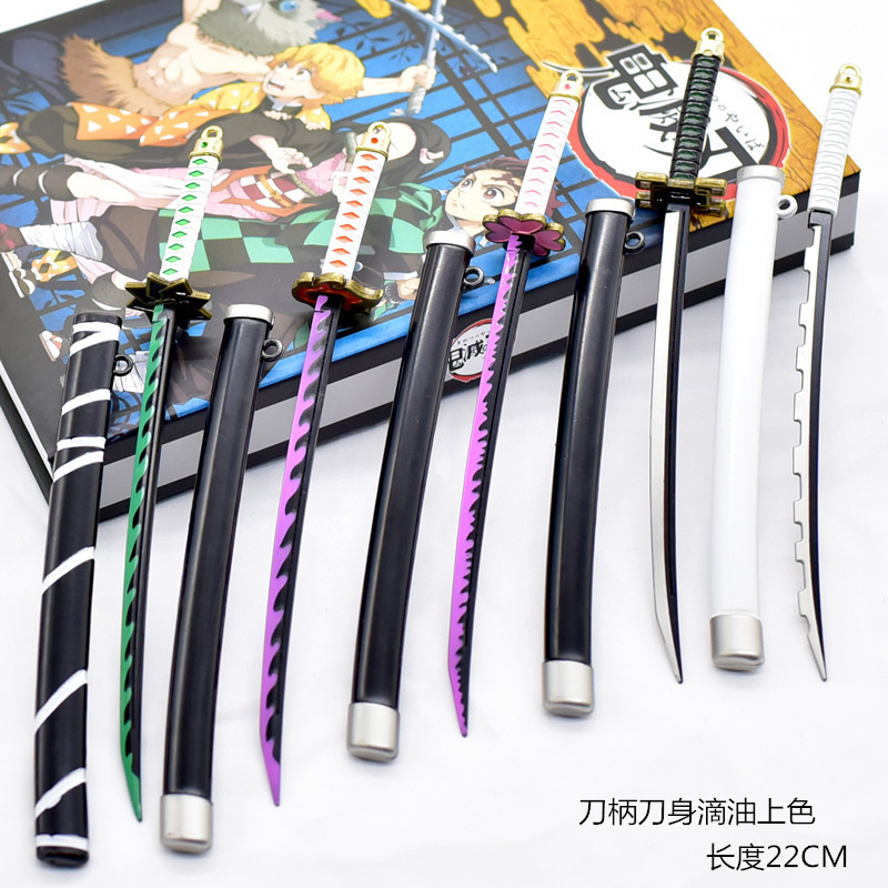 5pcs/set Demon Slayer Peripheral Metal Weapons Sword With Scabbard Model Set