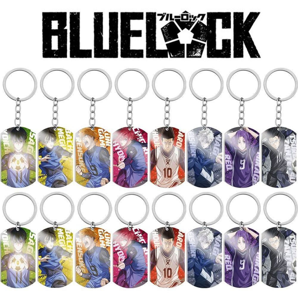 Hot Selling Stainless Steel Jewelry BLUE LOCK Color Printed Keychain