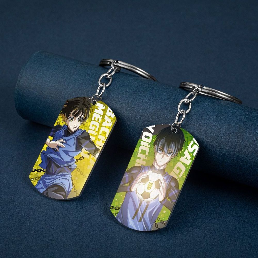 Hot Selling Stainless Steel Jewelry BLUE LOCK Color Printed Keychain