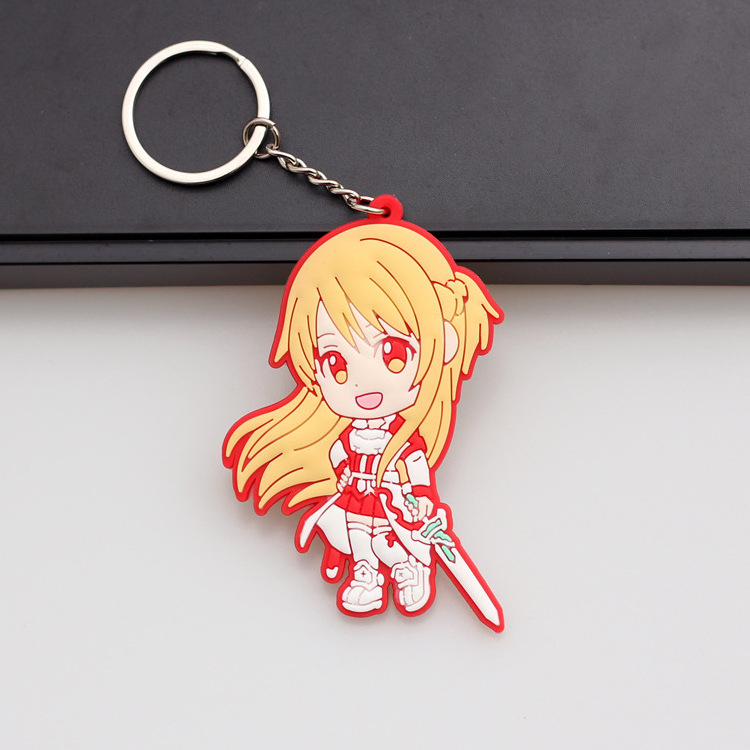 Anime Peripheral Sword Art Online Cartoon Character Yuuki Asuna Pendant PVC KeyChain