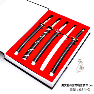 5pcs/set Demon Slayer Peripheral Metal Weapons Sword With Scabbard Model Set