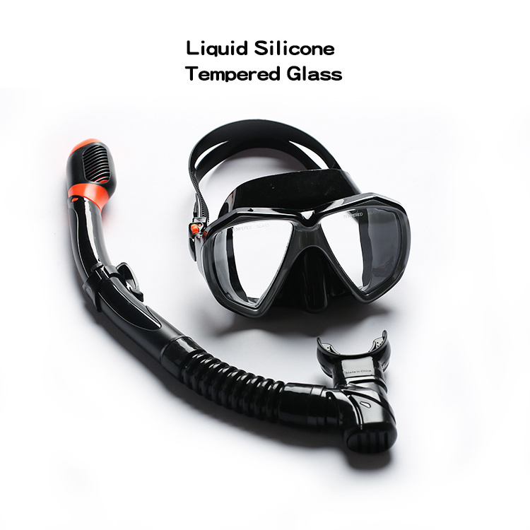 Customized High Quality Liquid Silicone Scuba Diving Snorkeling Gear Tempered Glass Mask for Swimming Set