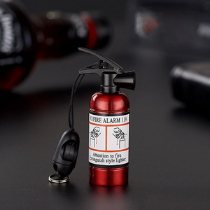 Multi-function Fire extinguisher shaped Outdoor Waterproof Portable Metal matches Lighter Keychain Gift