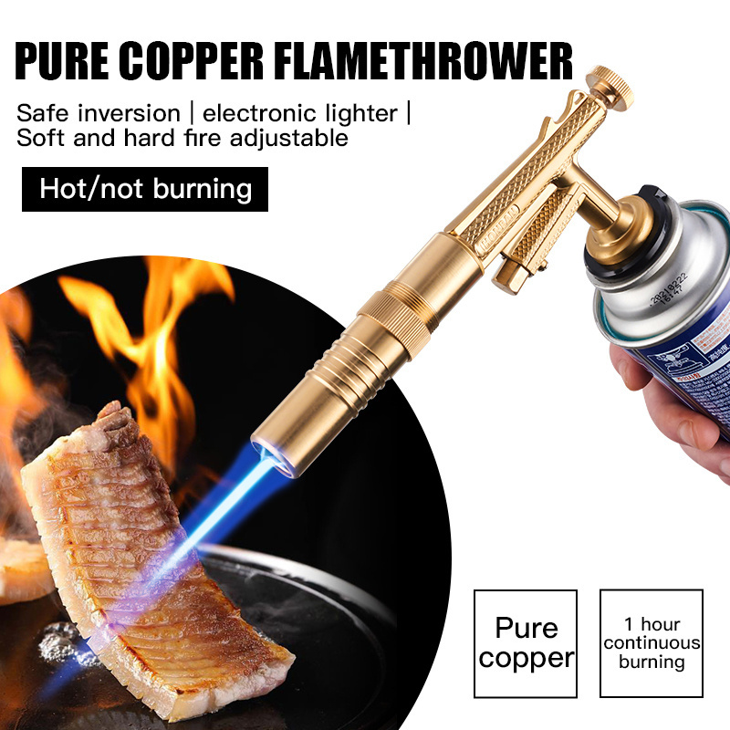 Brass Metal Gas Luxury Lighter Gas Cutting Torch and Welding Kit Adjustable Butane Blow Torch Flame Gun Bbq Kitchen Gas Torch