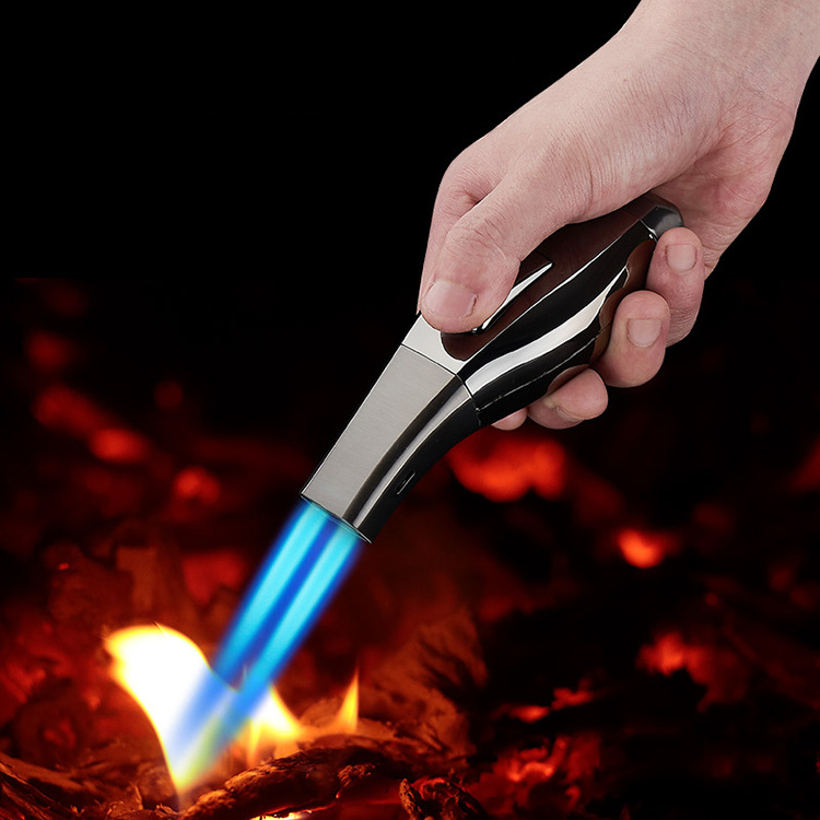 High Quality Safety High Pressure Scorch Torch Lighter Windproof Refillable Double Fire Blue Flame Gas Torch Lighter