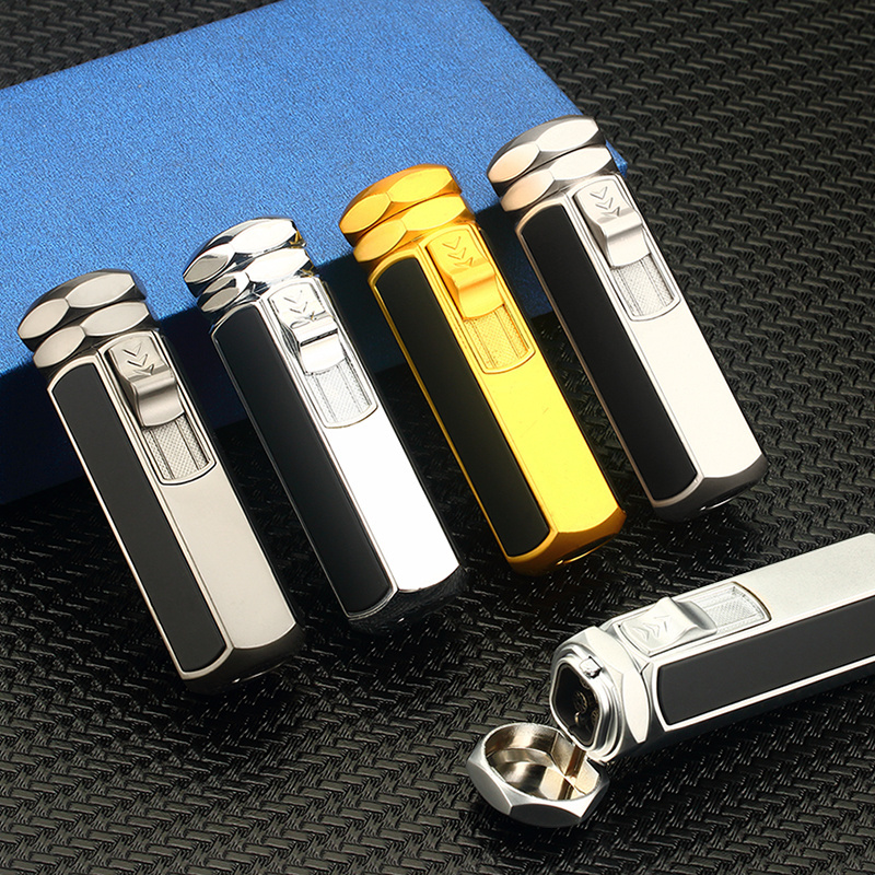 Manufacturers Hot Sale Windproof Butane Torch Lighter Jet Torch Four Flame Refillable Gas Scorch Torch Lighters with Gift Box