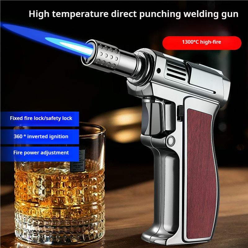 Creative Handgun-Shape Torch Lighter Refillable Butane Cigar  With Safety Lock flame gun Lighter