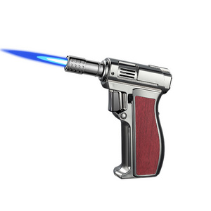 Creative Handgun-Shape Torch Lighter Refillable Butane Cigar  With Safety Lock flame gun Lighter