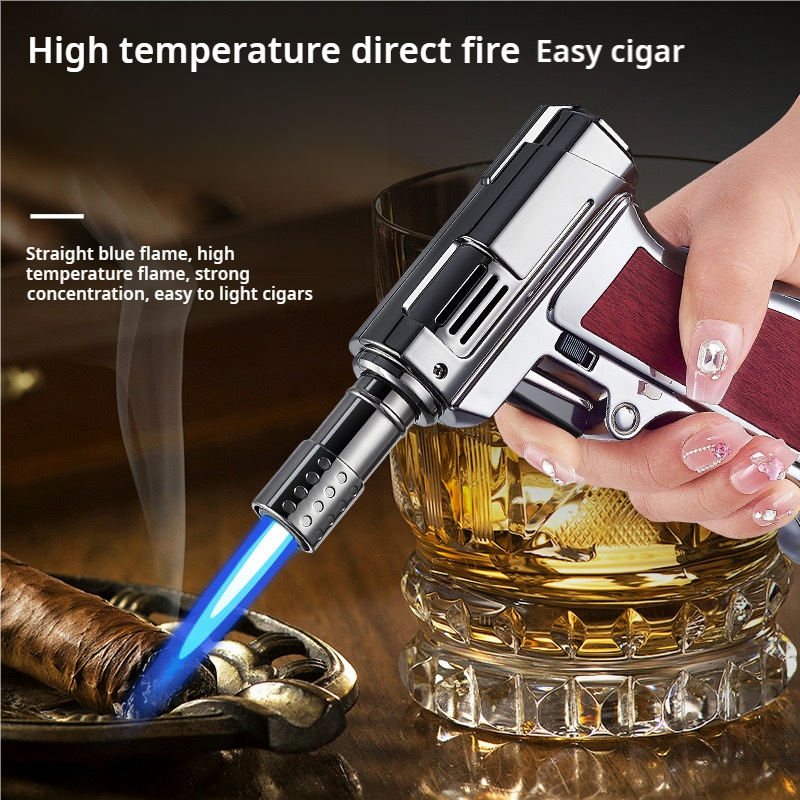 Creative Handgun-Shape Torch Lighter Refillable Butane Cigar  With Safety Lock flame gun Lighter