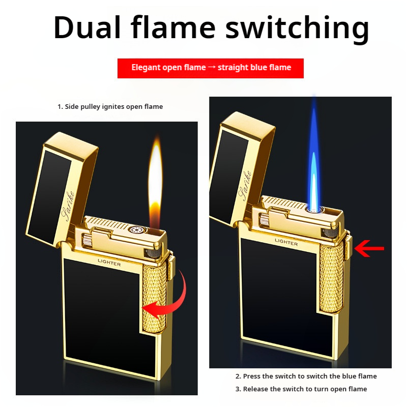 Dual Flame Soft & Torch Flame 2 in 1 Lighters Butane Fuel Refillable Good for  Cigarette  Cigar Metal Lighter