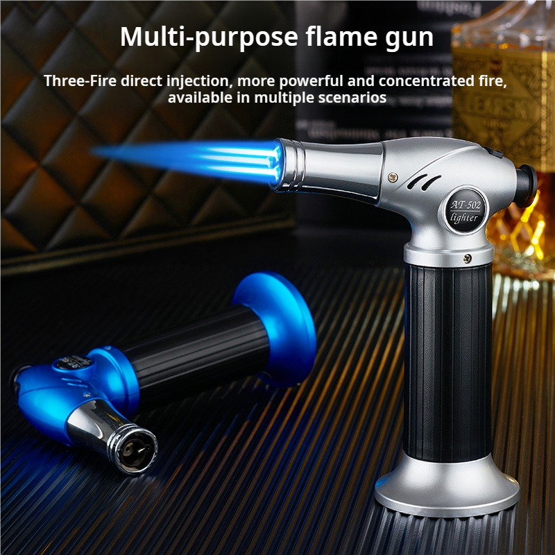 Creativity refillable kitchen torch lighter windproof jet flame blow butane with adjustable flame switch gun lighter