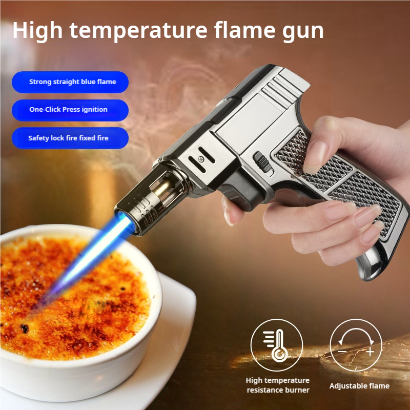 New style BBQ Hand-held Spray Gun Windproof Inflatable Butane Cigar Gas gun Lighter With Safety Lock torch lighter