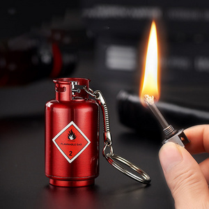 New Creative Inflatable Gas Tank Cigarette Butane Gas Funny Matches Lighters Keychain