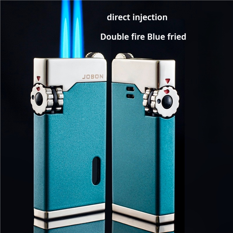 Blue Flame double direct grinding wheel lighter can see through the air bin inflatable lighter point moxibustion cigar lighter