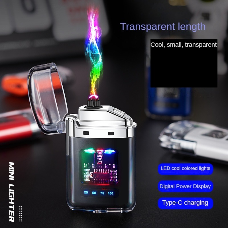 New transparent case usb arc lighter Plasma electronic pulse power display Electric lighter