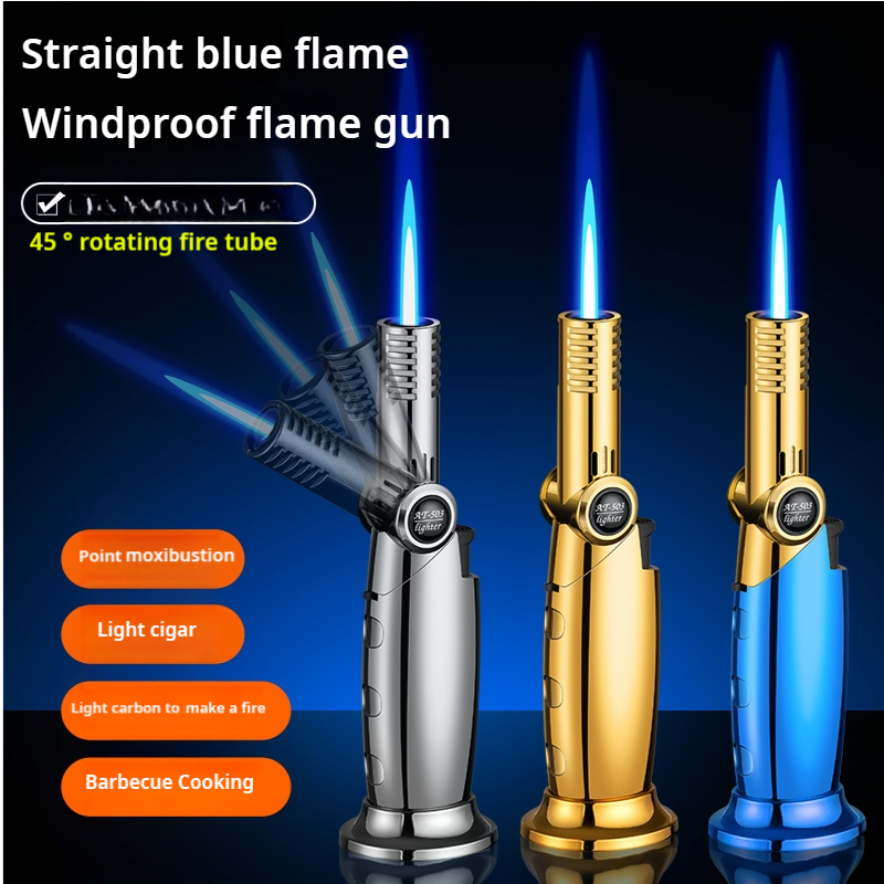 Hot Sale Gas Lighter Halloween Family Dinner Windproof Blue Flame Cigar gun  Mini Butane Windproof  BBQ Kitchen Torch Lighter