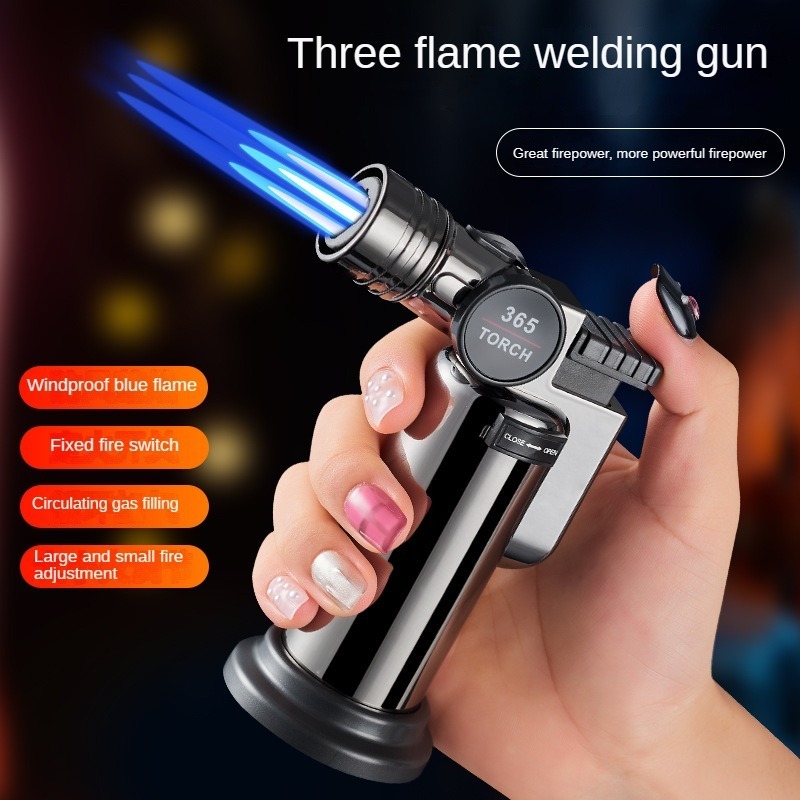 Creative straight blue flame open flame conversion lighter windproof cigar dedicated outdoor kitchen barbecue TORCH LIGHTER