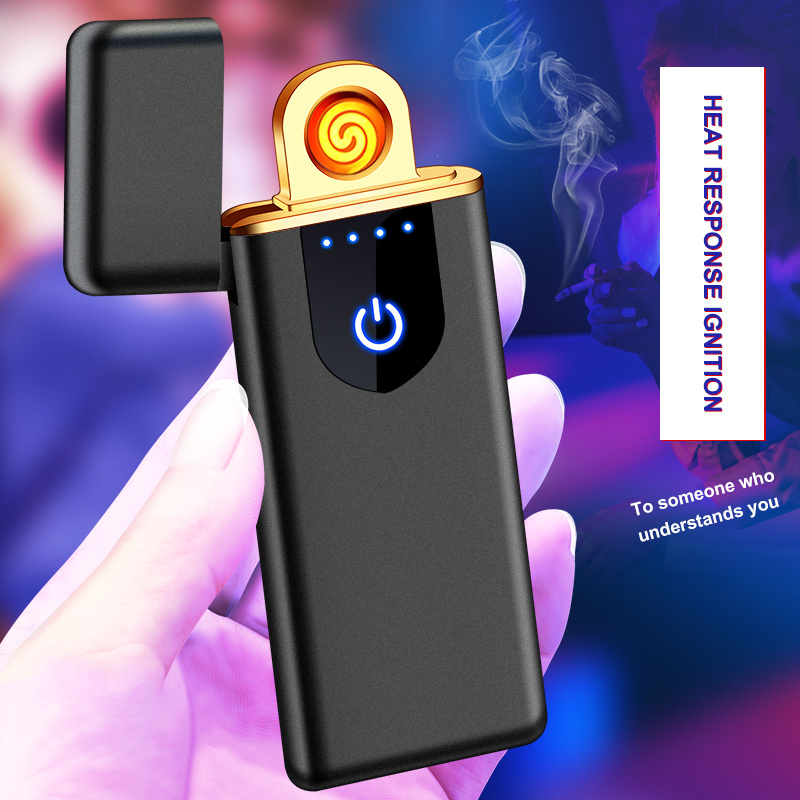 Hot Dual Arc Touch Electronic Lighter Double Arc Usb Rechargeable Flameless Electric Windproof Cigarette Lighter for Camping