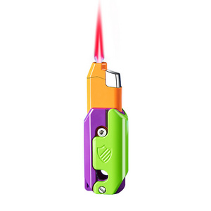 Carrot Knife Gas Lighter Red Flame Windproof Decompression  Refillable Lighter