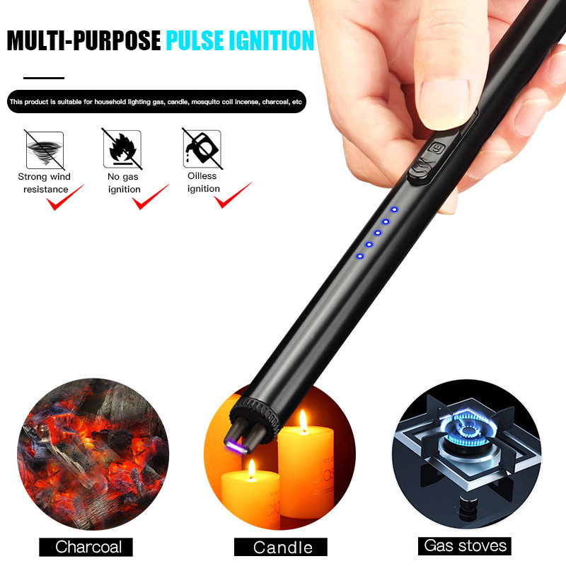 Wholesale Dual Arc Electric Candle Lighter Obsidian Black Rechargeable USB Lighter Plasma Arc Lighters for Candle