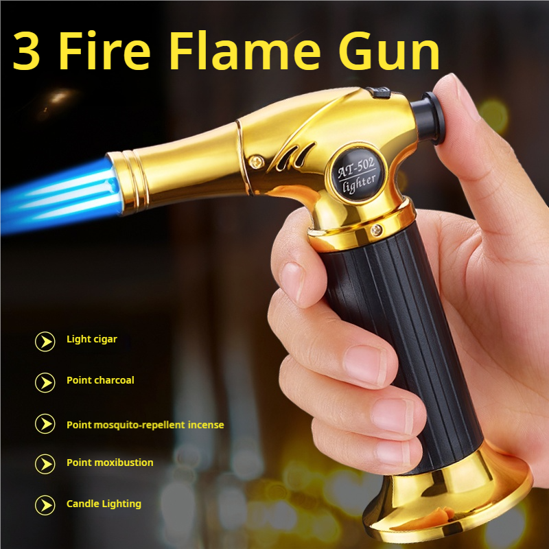 Creativity refillable kitchen torch lighter windproof jet flame blow butane with adjustable flame switch gun lighter