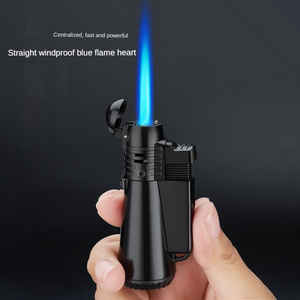 Customizable design cigar pipe lighter adjustable windproof blue flame straighgun torch