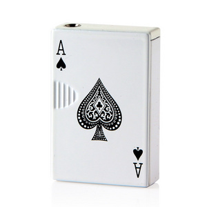 Ace Card Metal Windproof Cigarette Lighter Playing Card Lighters Jet Torch Turbo Smoking Accessories Green Flame Poker Lighter