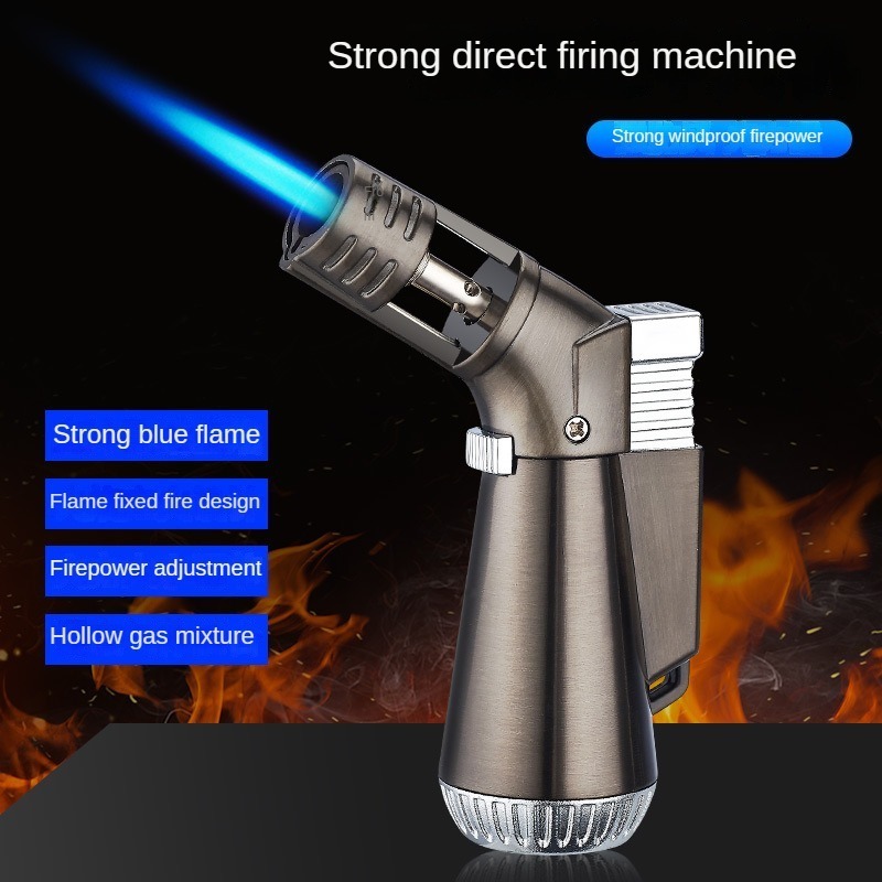 Customizable design cigar pipe lighter adjustable windproof blue flame straight torch lighter