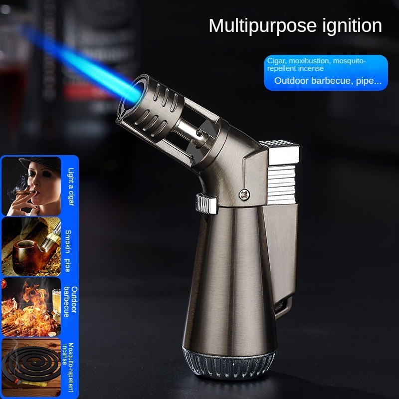 Customizable design cigar pipe lighter adjustable windproof blue flame straight torch lighter