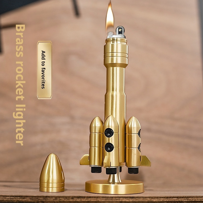 classic vintage rotating rocket metal pure copper grinding wheel old oil  Cigarette Creative kerosene lighter