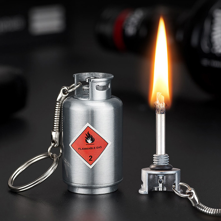 Multi-function Fire extinguisher shaped Outdoor Waterproof Portable Metal matches Lighter Keychain Gift