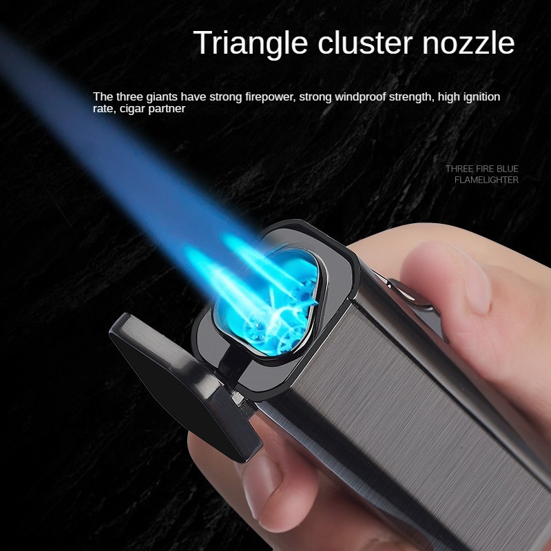 New Metal Outdoor Windproof Blue Flame Windproof Cigar High Fire Direct Charge torch  Lighter