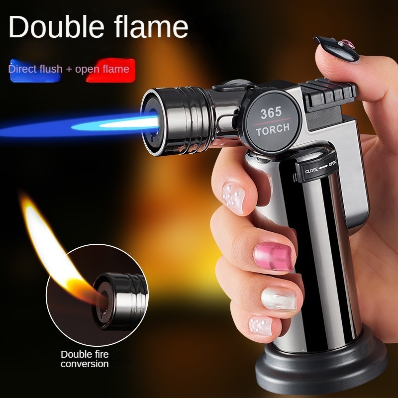 Creative straight blue flame open flame conversion lighter windproof cigar dedicated outdoor kitchen barbecue TORCH LIGHTER